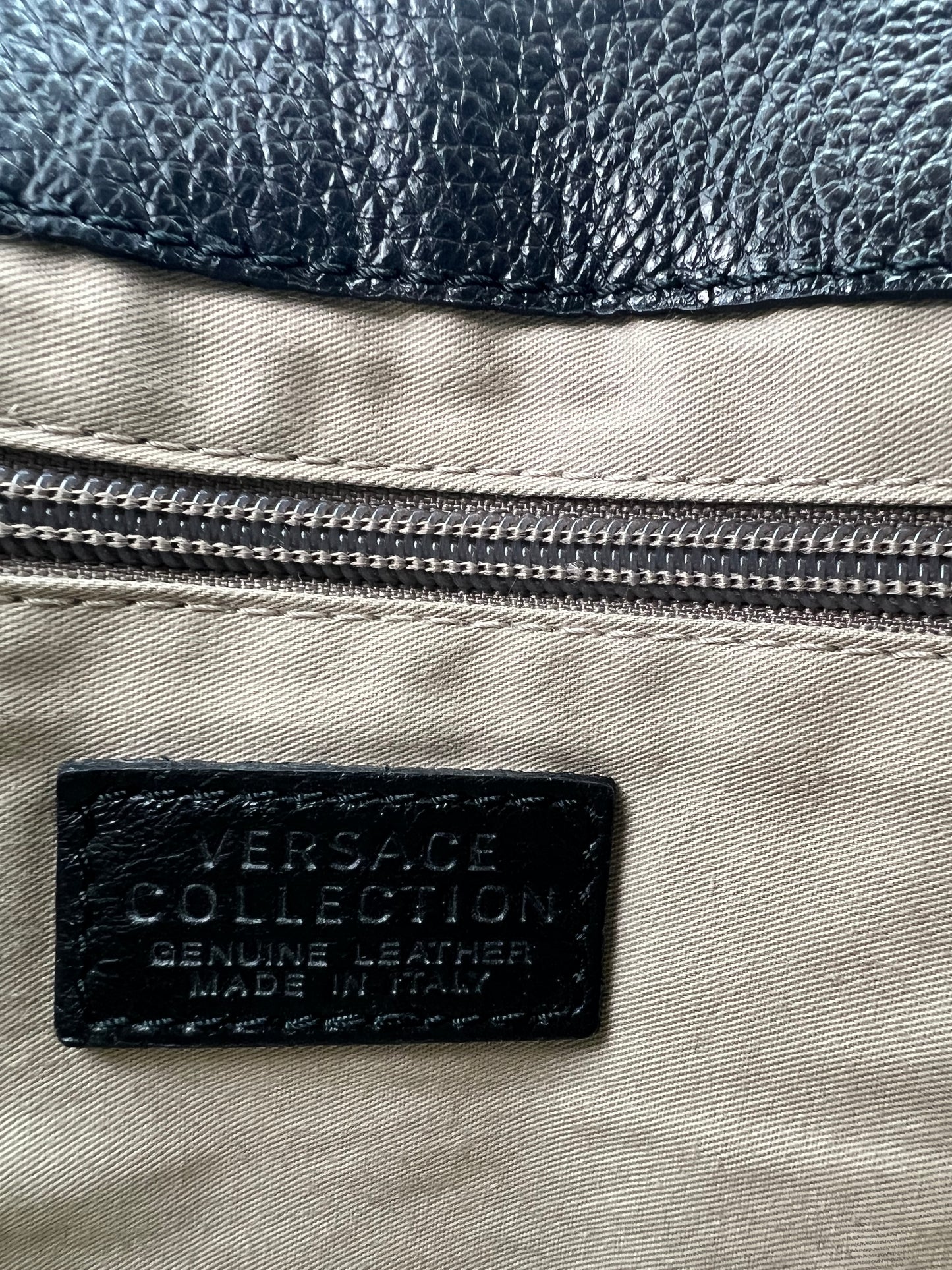 Versace Pebbled Leather Flap Bag