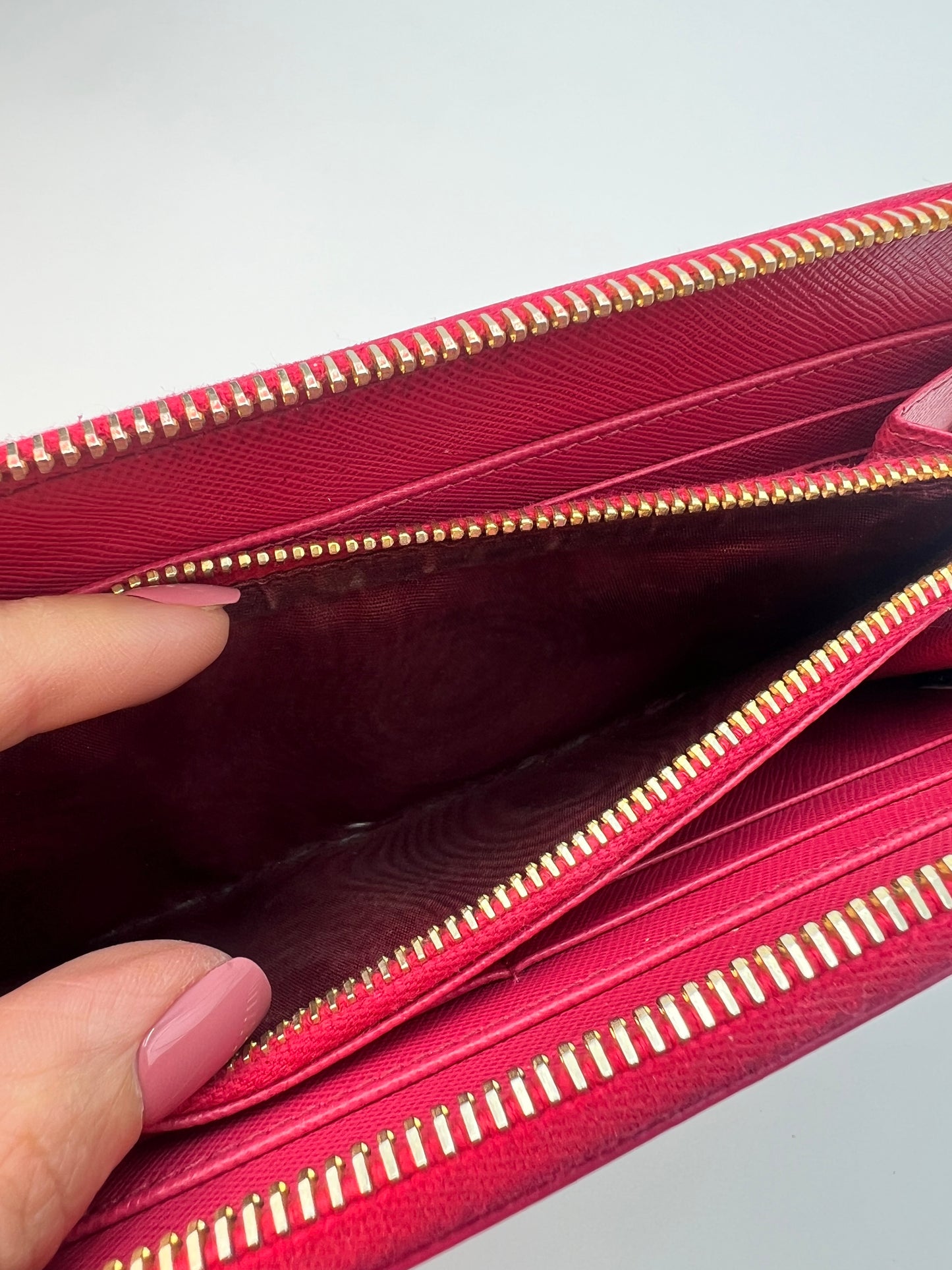 Prada Saffiano Zip Around Wallet Pink