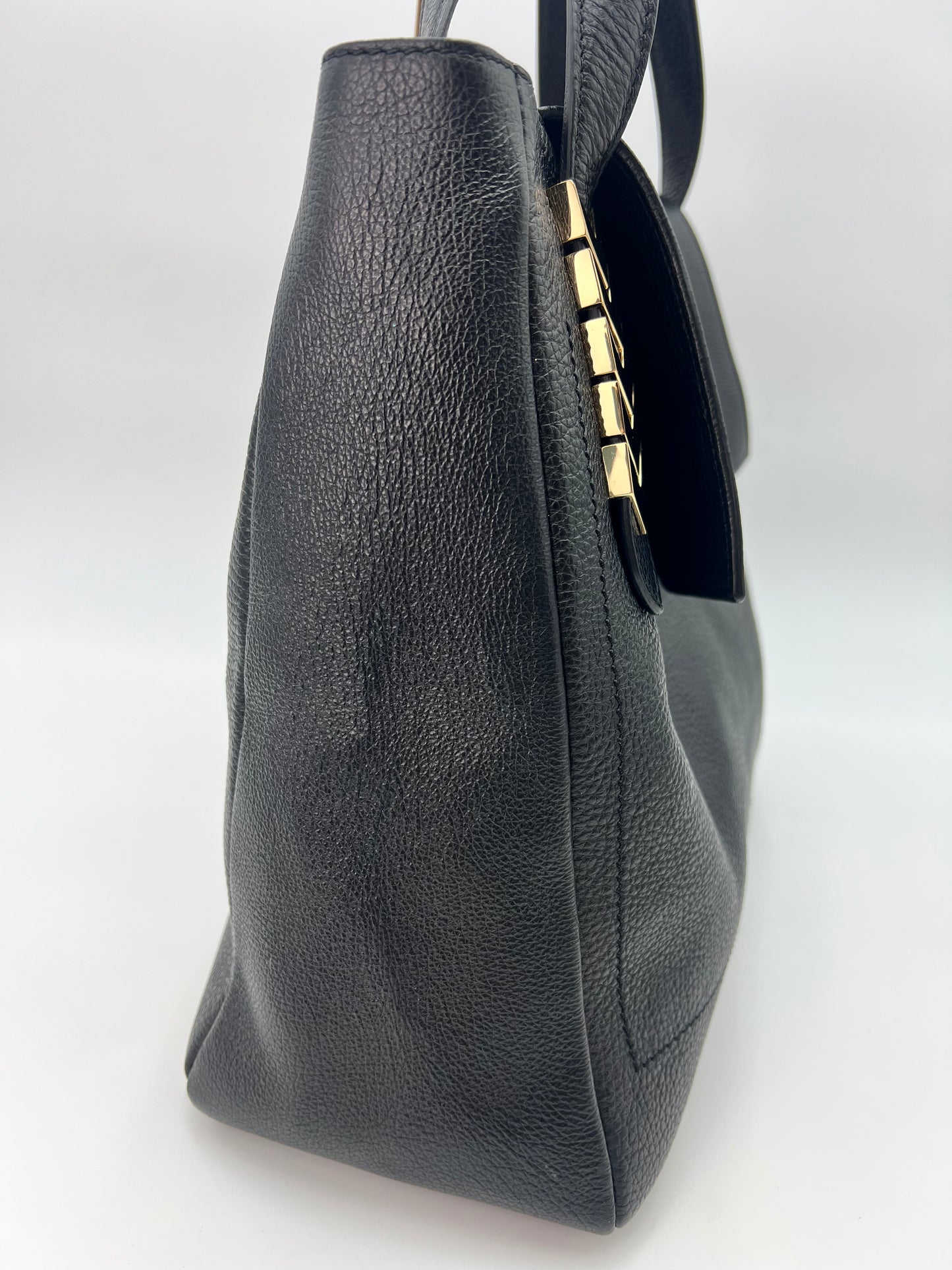 Versace Pebbled Leather Flap Bag