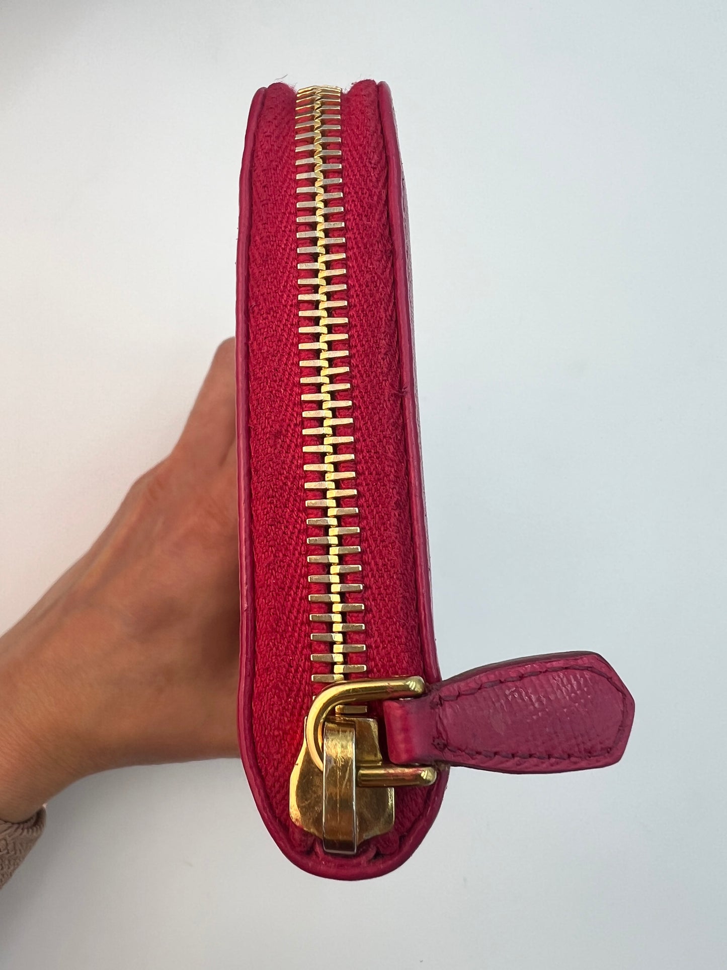 Prada Saffiano Zip Around Wallet Pink