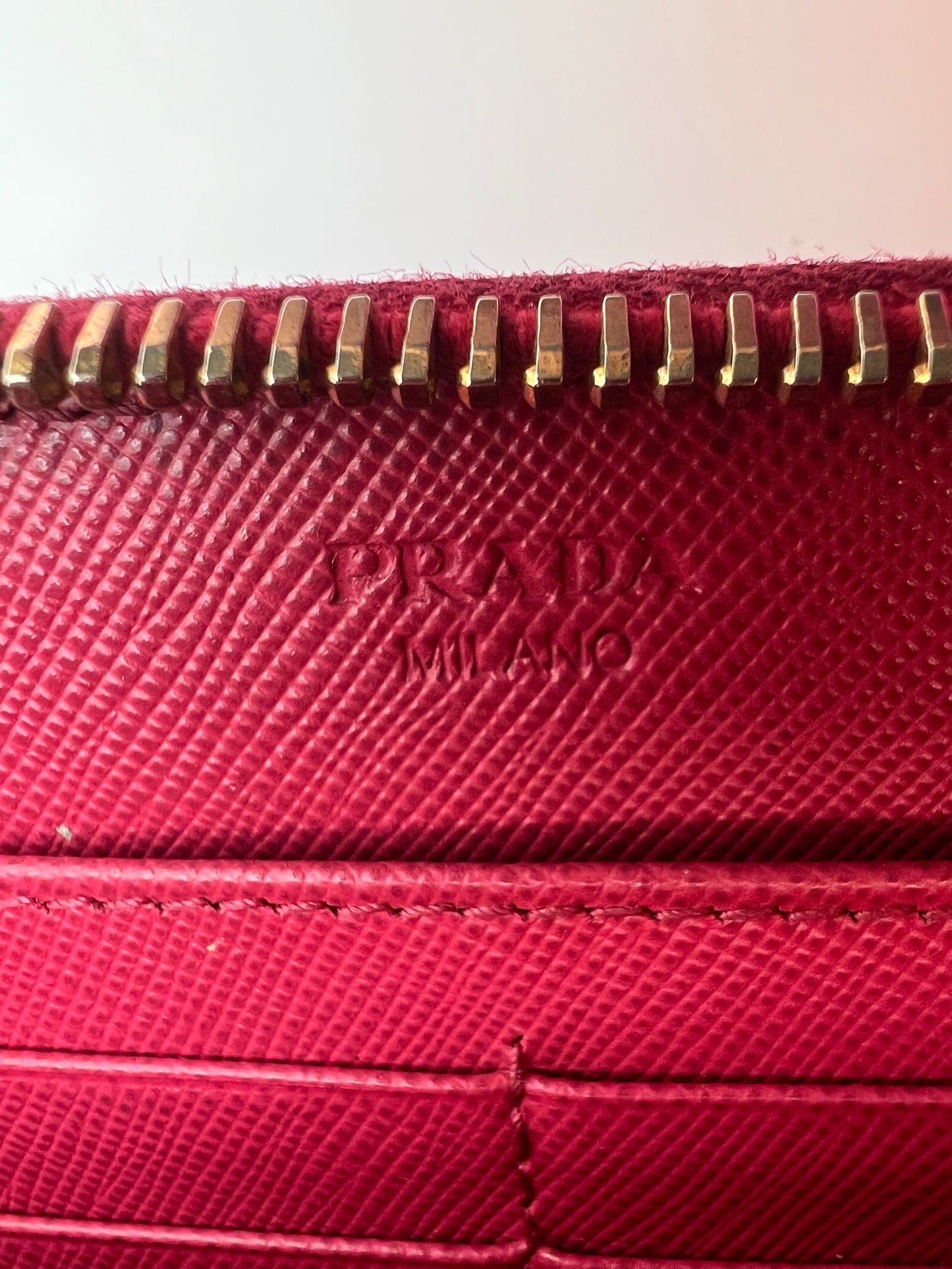 Prada Saffiano Zip Around Wallet Pink