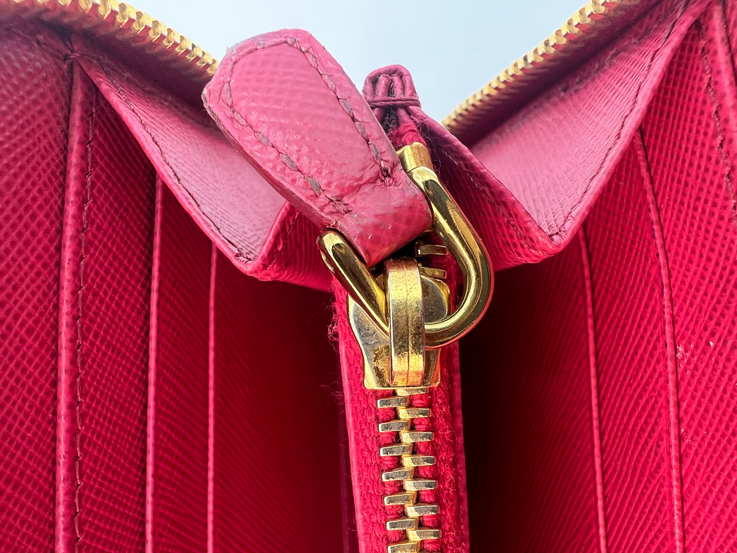 Prada Saffiano Zip Around Wallet Pink