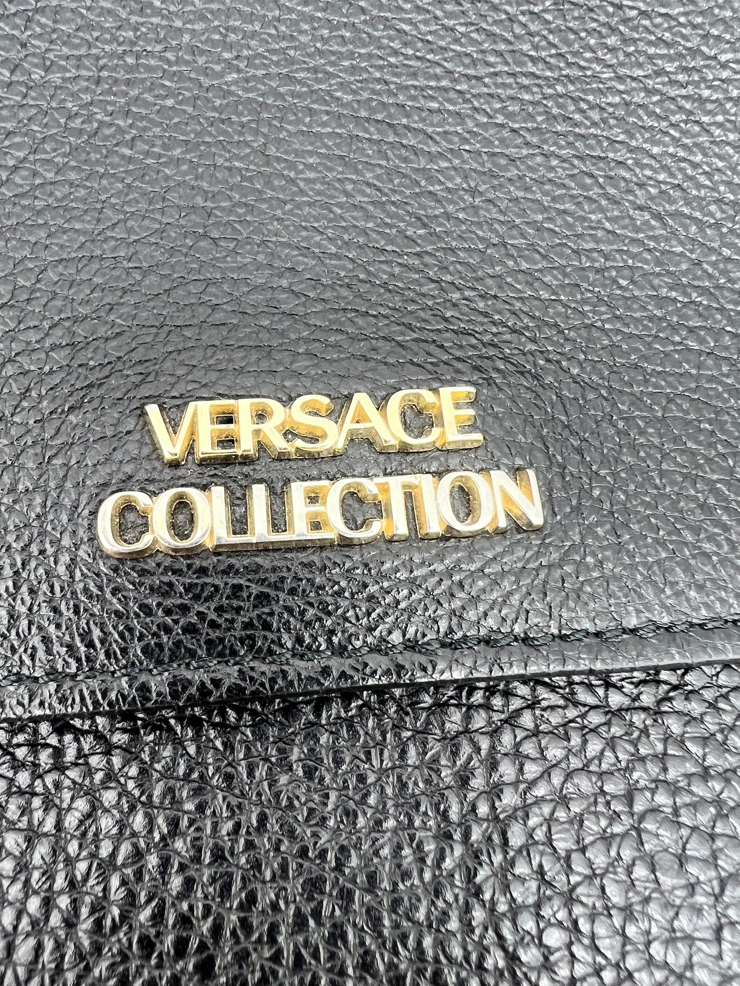 Versace Pebbled Leather Flap Bag