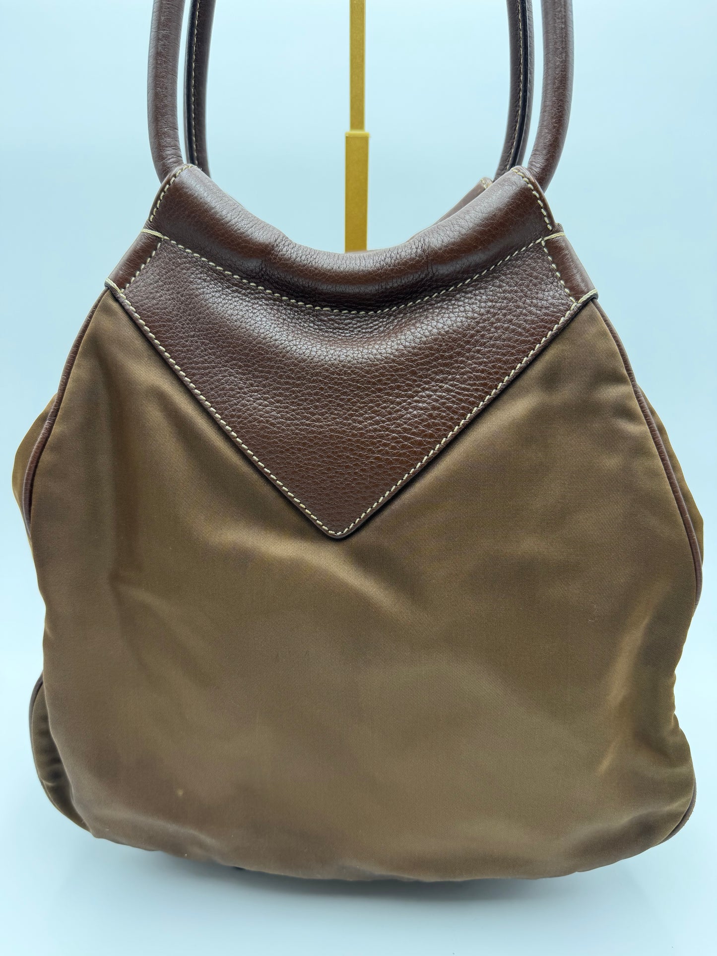 Prada Brown Nylon/Leather Hobo