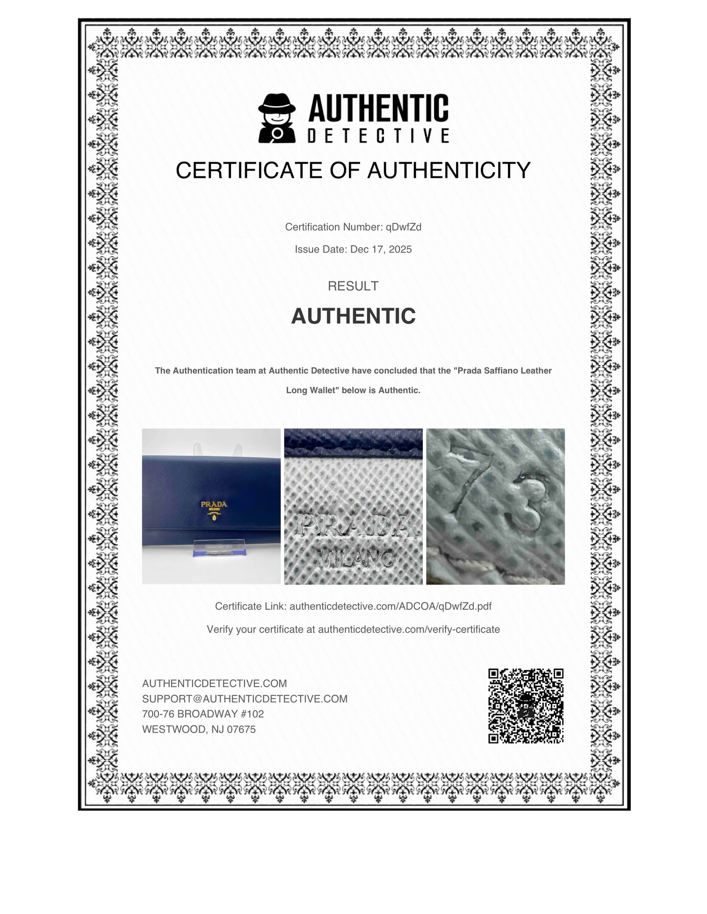 Prada Saffiano Blue Multicolor Wallet