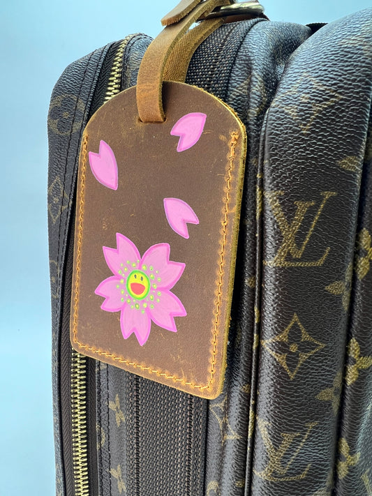 Murakami Hand Painted Leather Luggage Tag
