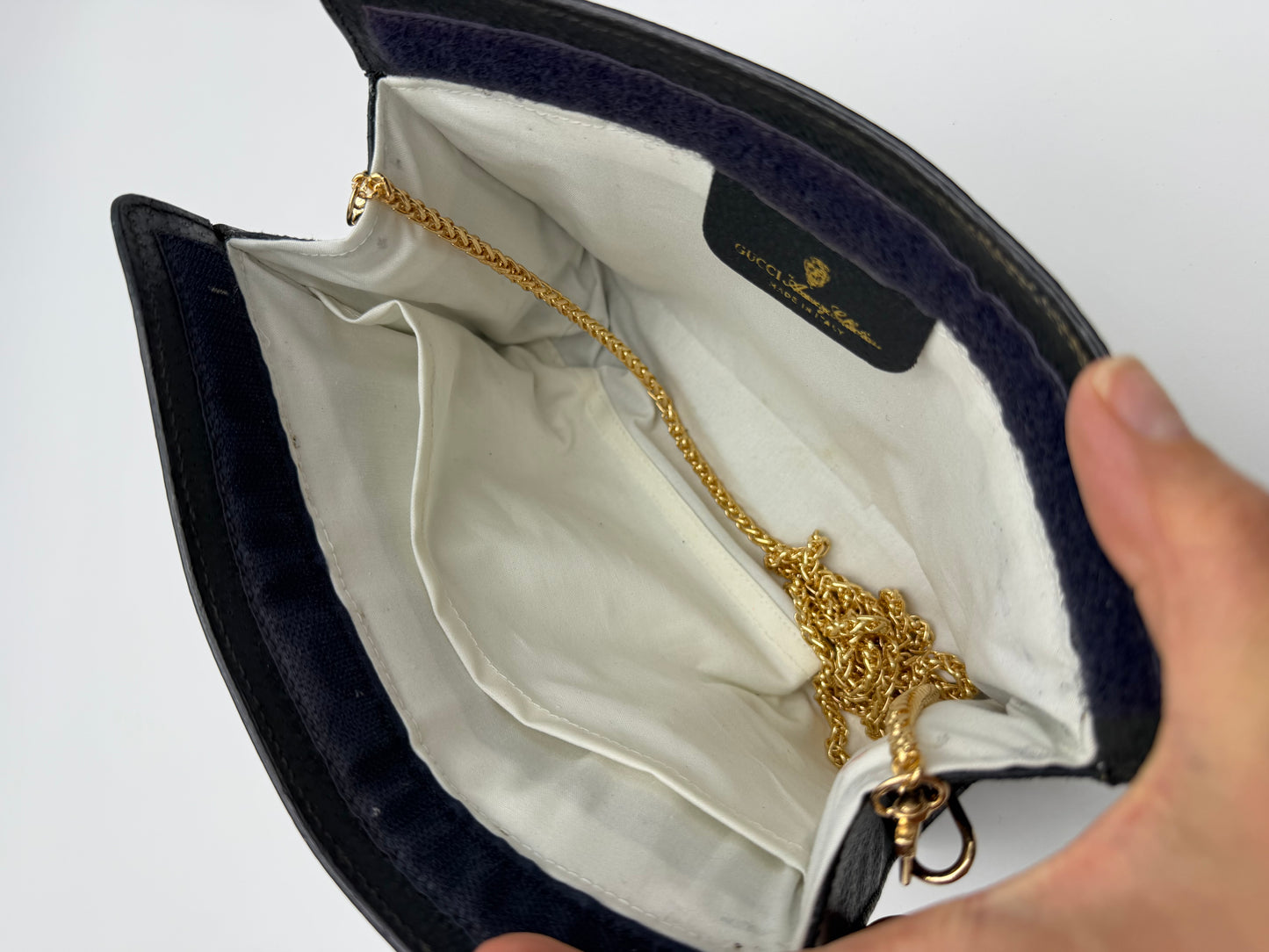 Gucci Navy Sherry Line Clutch/Crossbody