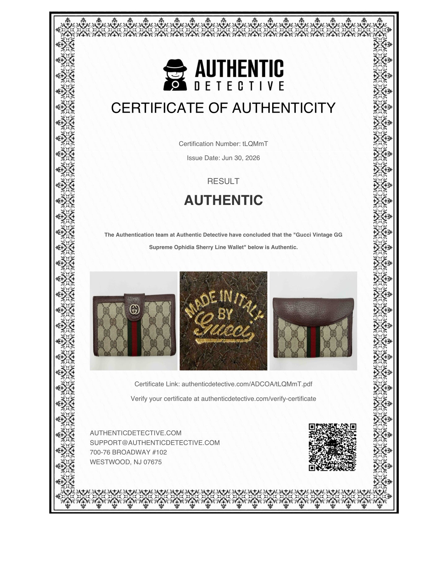 Gucci Ophidia Sherry Line Wallet