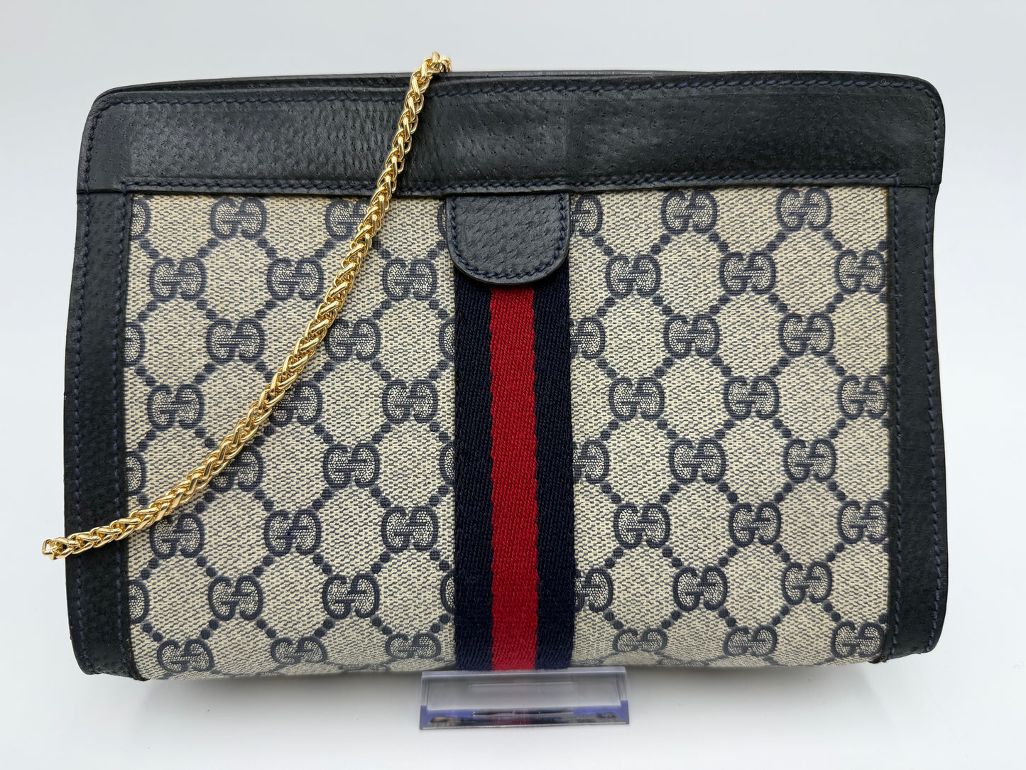 Gucci Navy Sherry Line Clutch/Crossbody