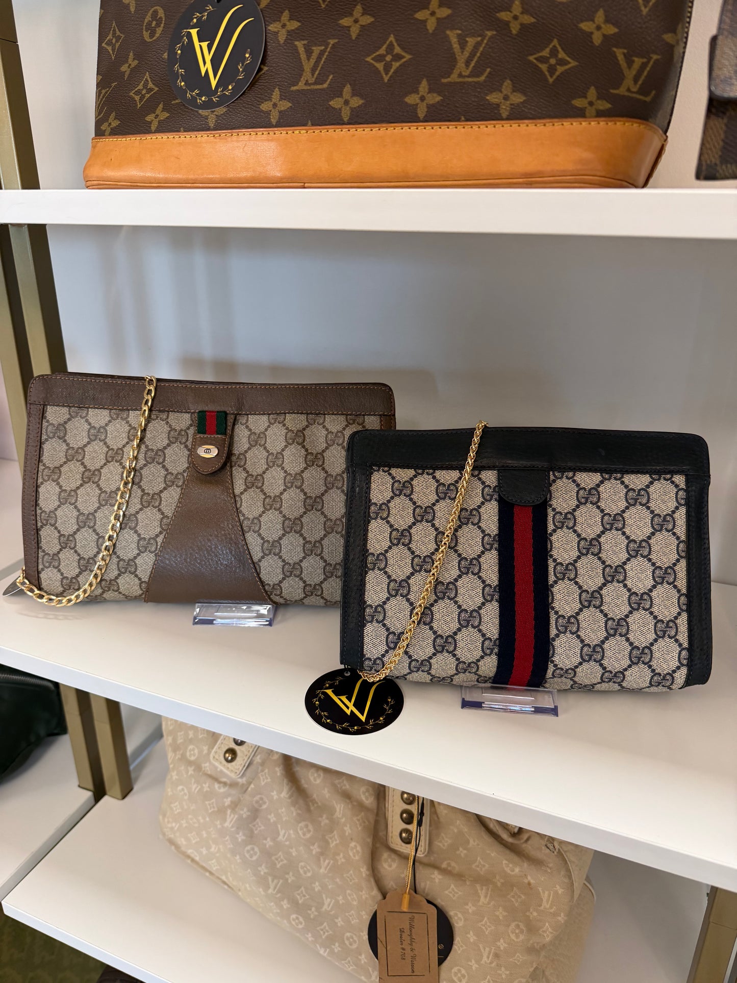 Gucci Navy Sherry Line Clutch/Crossbody