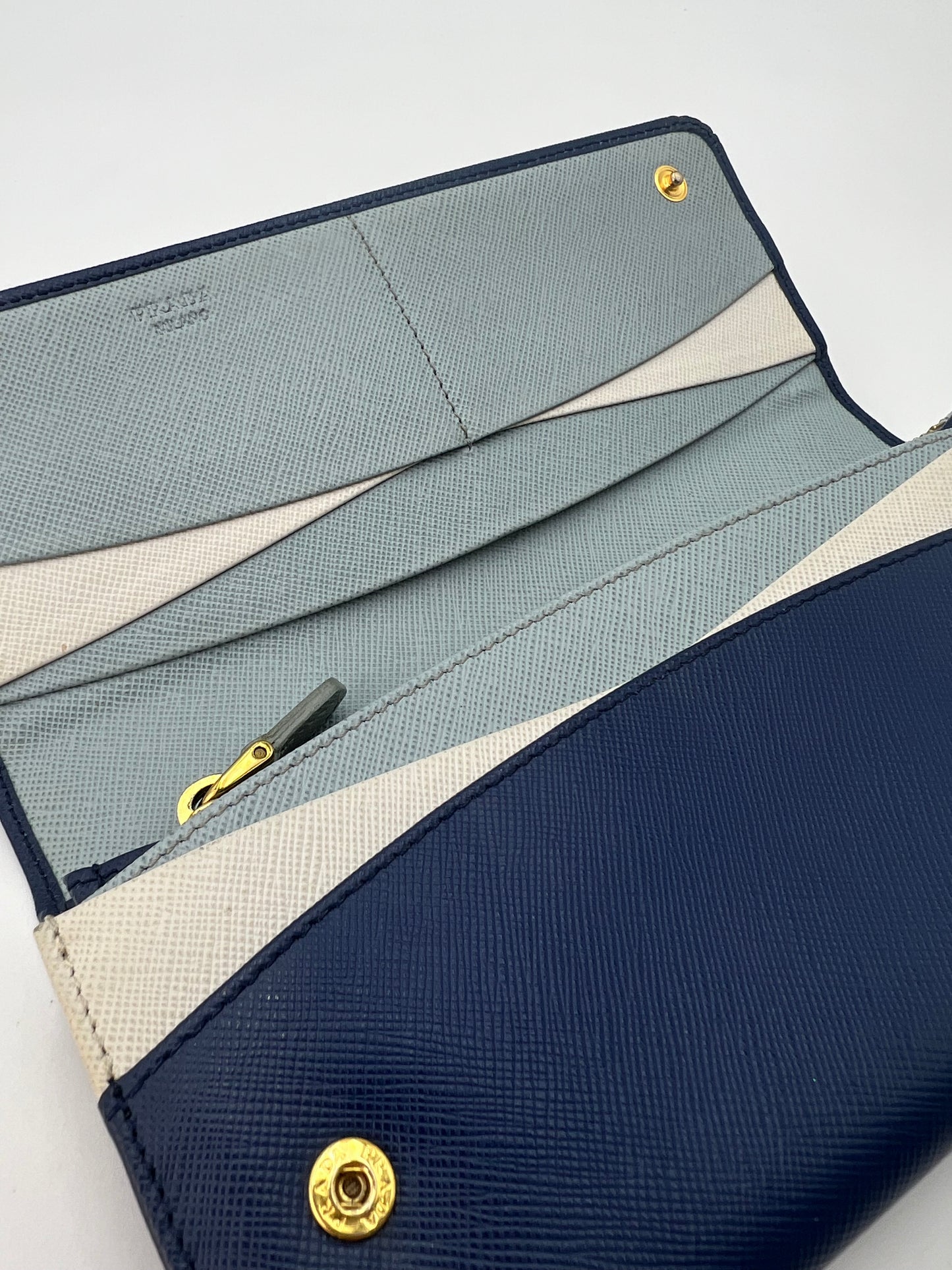 Prada Saffiano Blue Multicolor Wallet