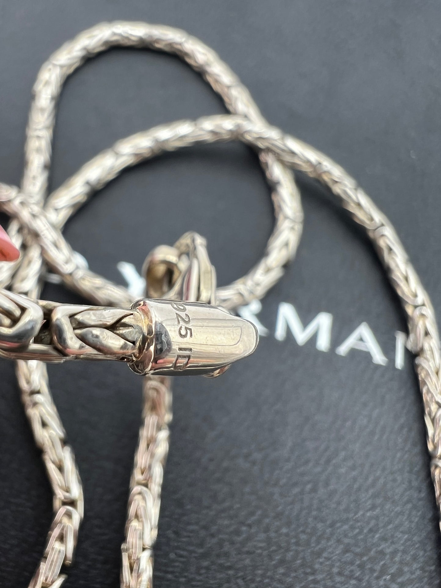 David Yurman Onyx Pendant & Bali Byzantine Sterling Chain