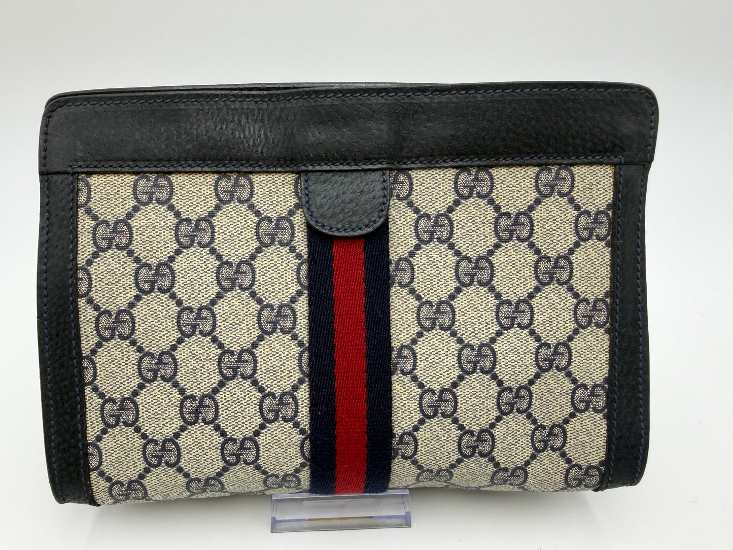Gucci Navy Sherry Line Clutch/Crossbody