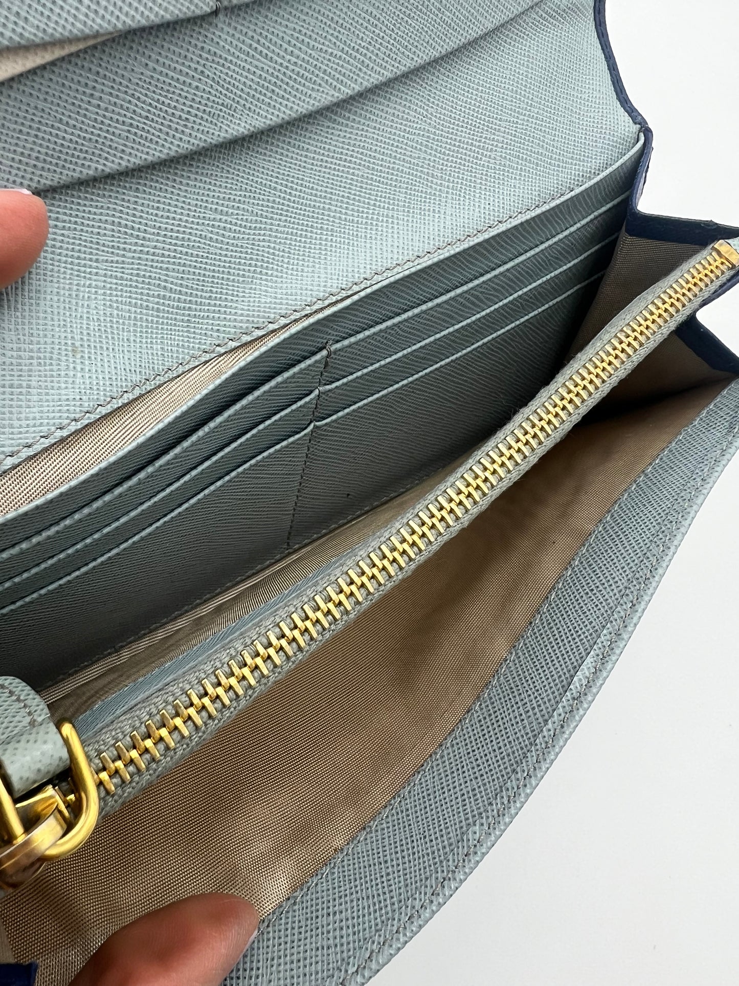 Prada Saffiano Blue Multicolor Wallet