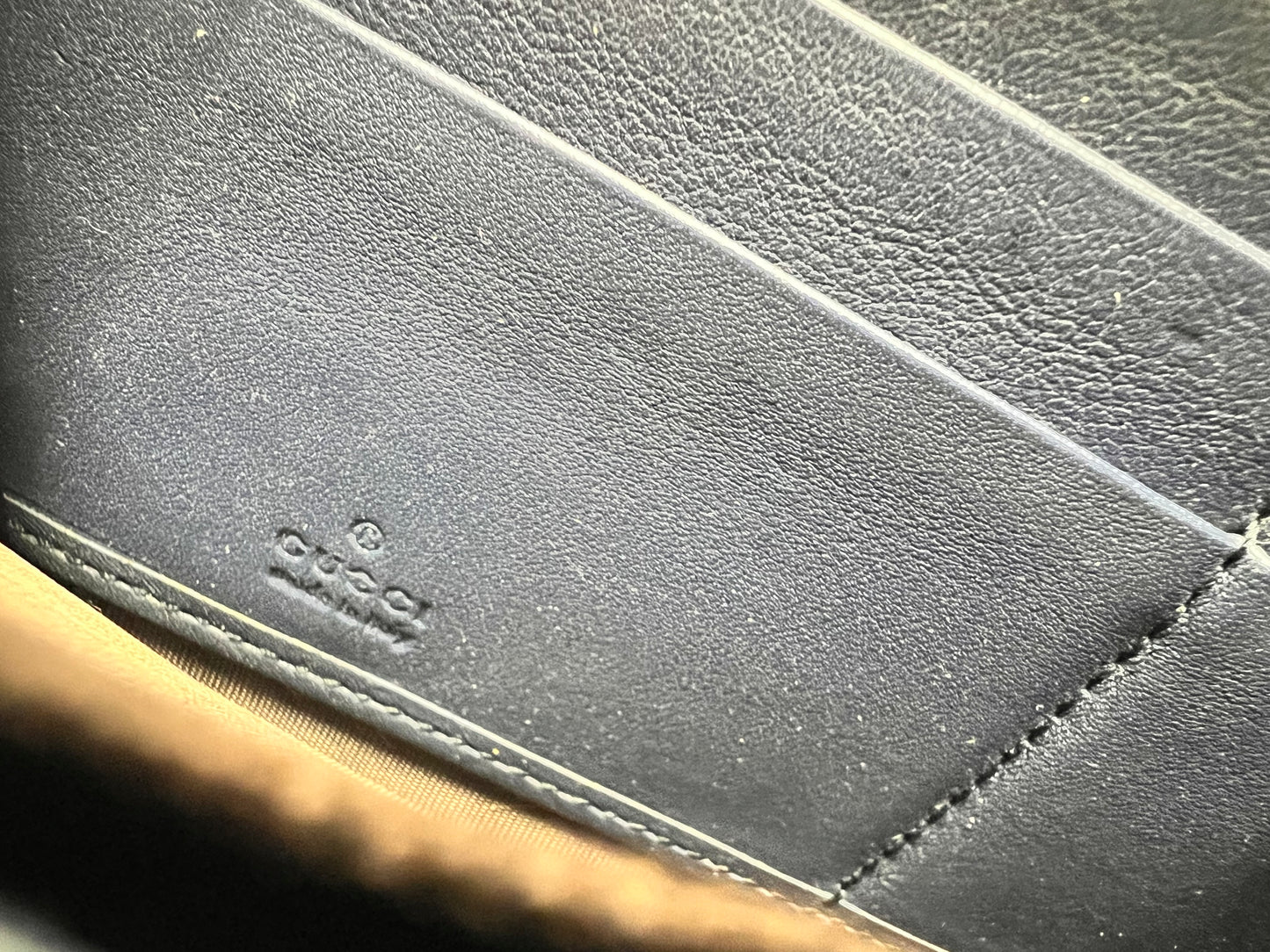 Gucci Patent SOHO Zippy Wallet - Navy