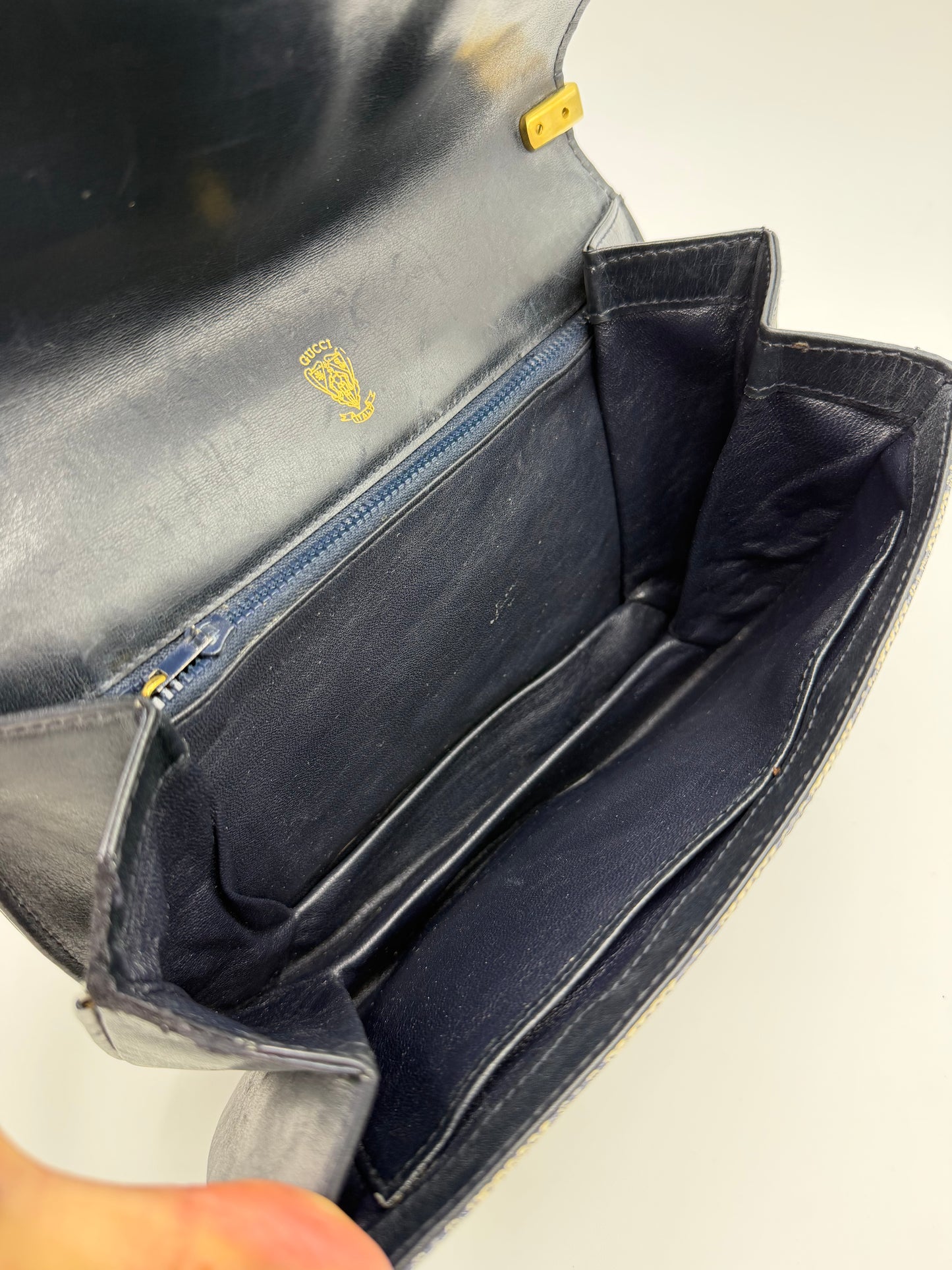 Gucci Navy Monogram Handbag