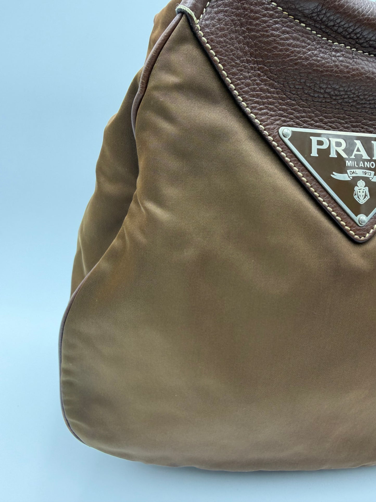 Prada Brown Nylon/Leather Hobo