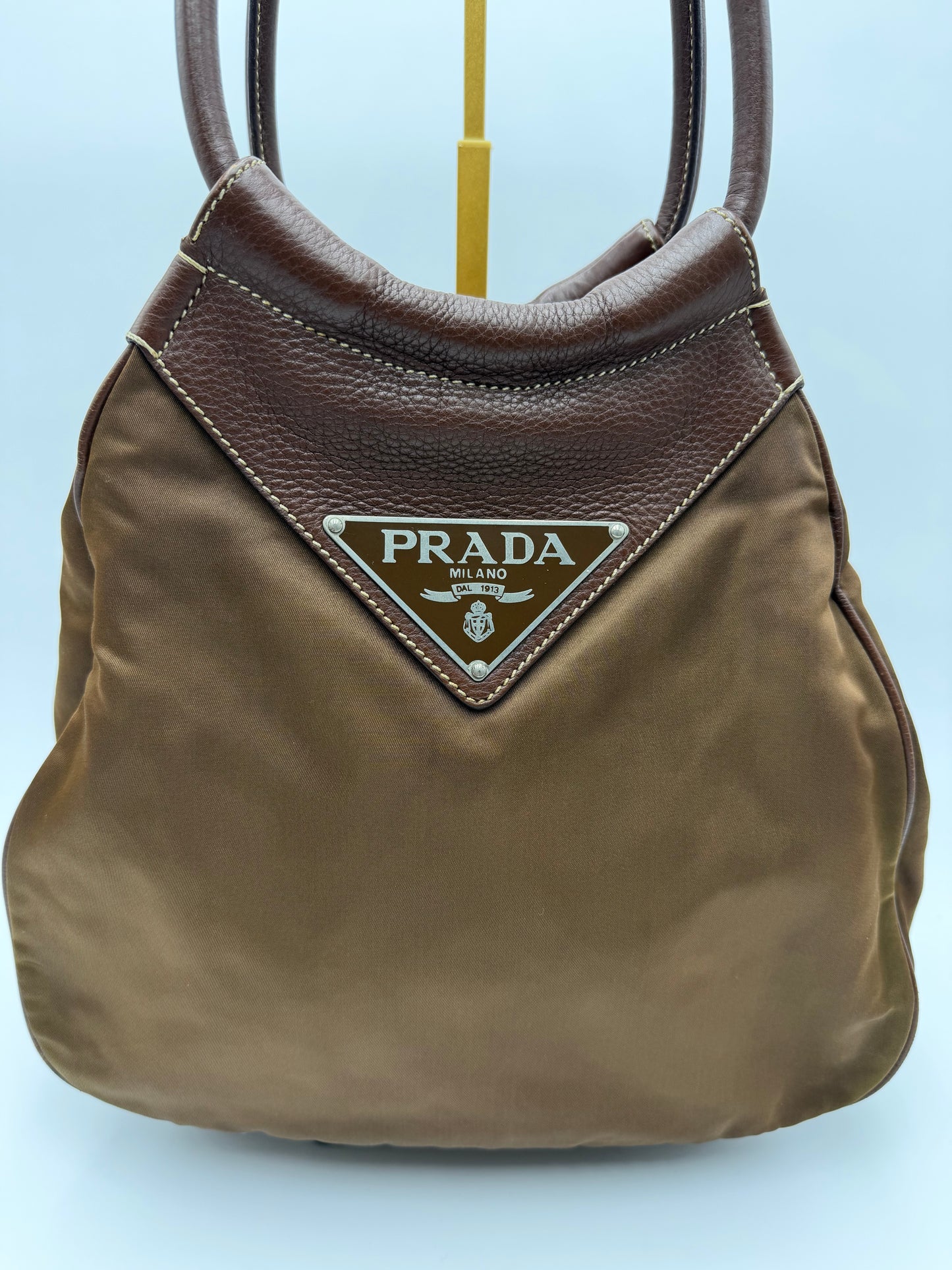Prada Brown Nylon/Leather Hobo
