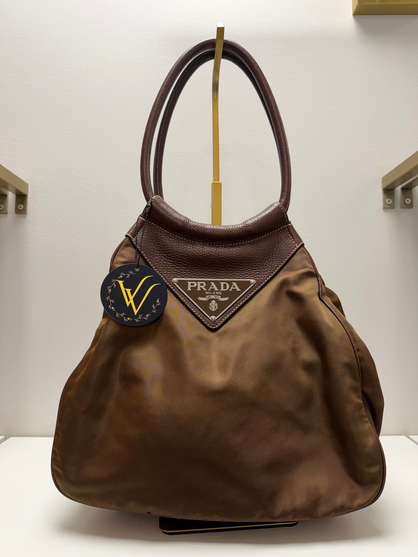Prada Brown Nylon/Leather Hobo