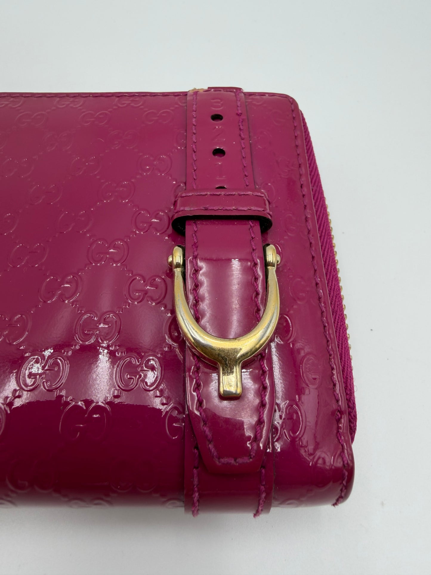 Gucci Patent Zip Around Wallet