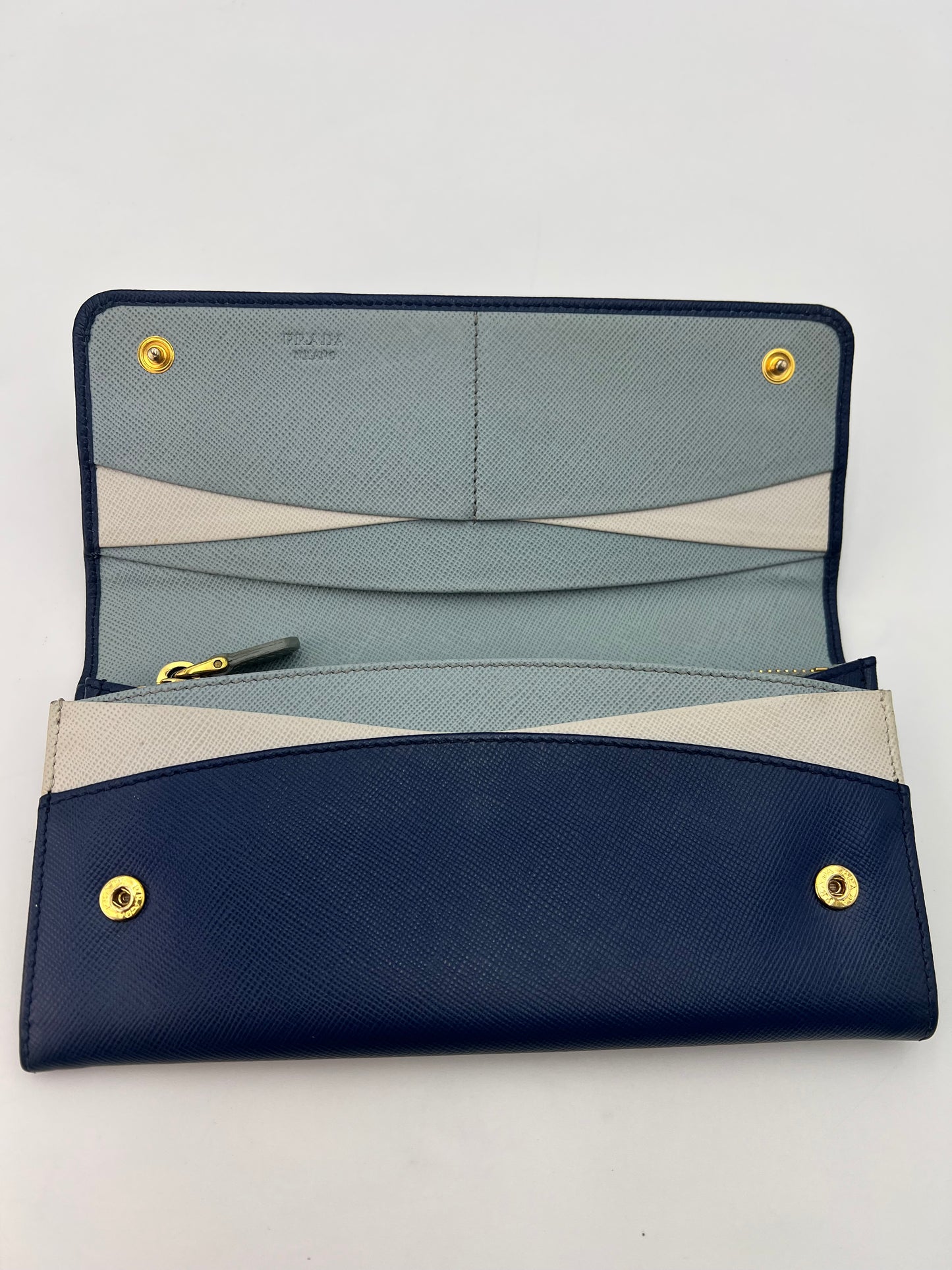 Prada Saffiano Blue Multicolor Wallet