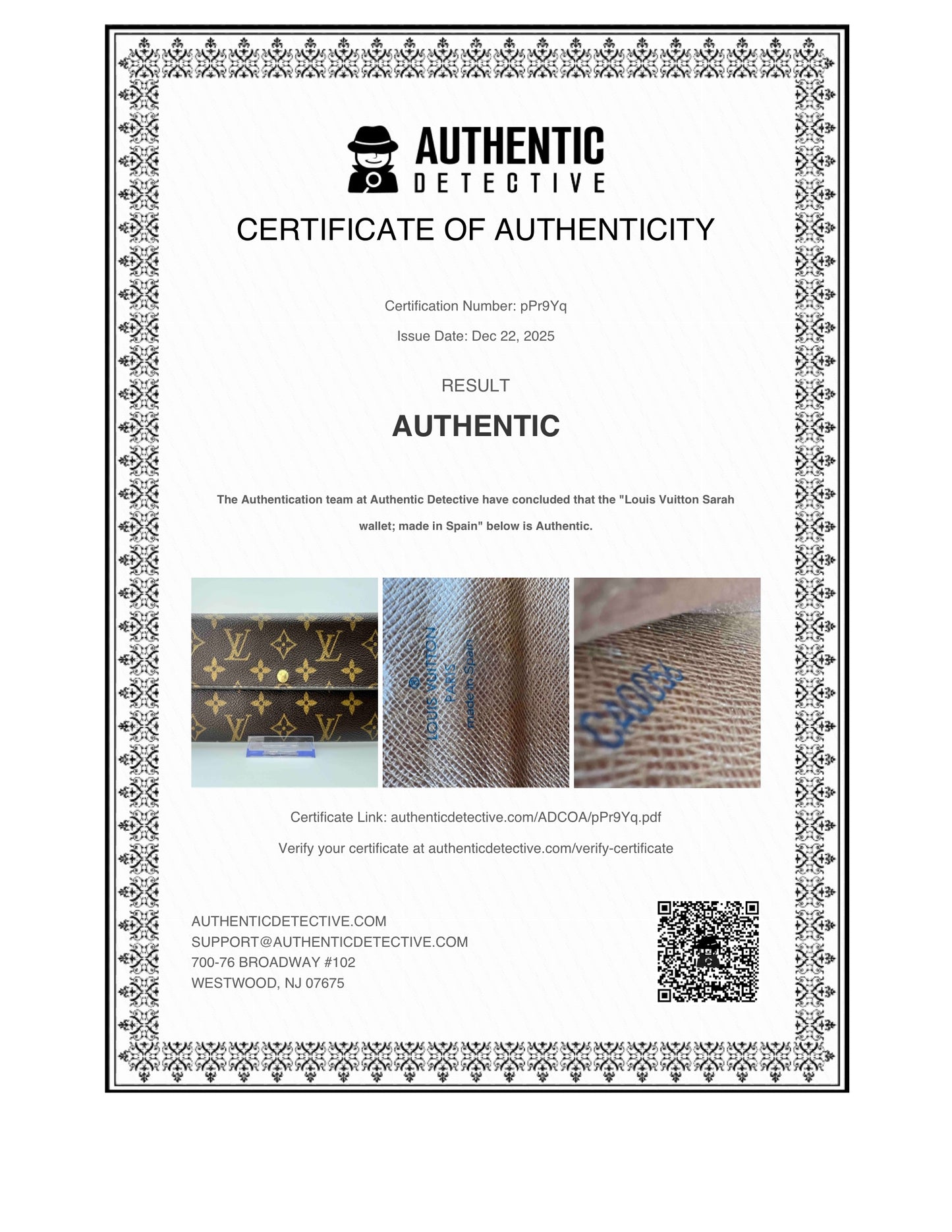 Louis Vuitton Sarah Wallet