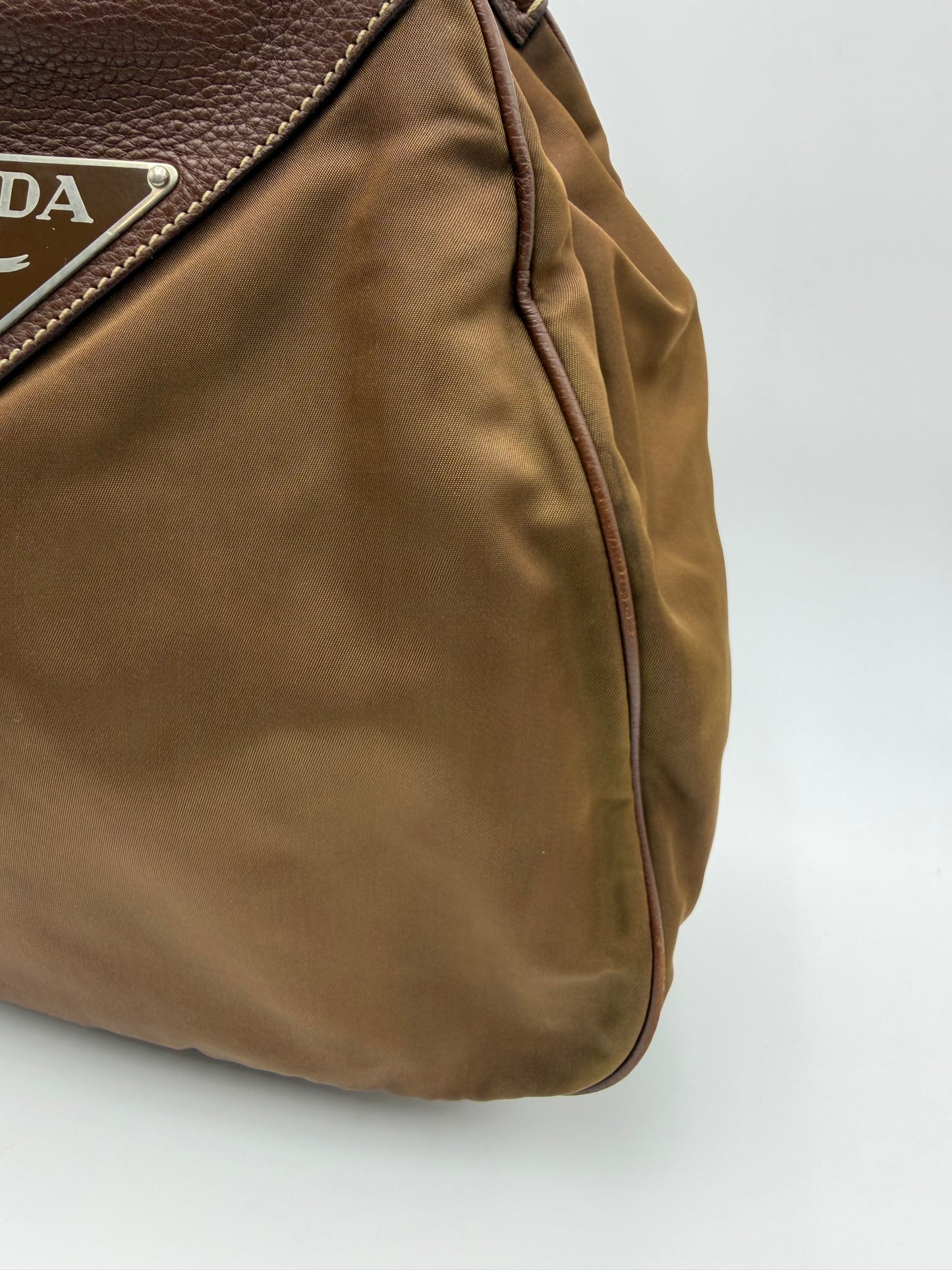 Prada Brown Nylon/Leather Hobo