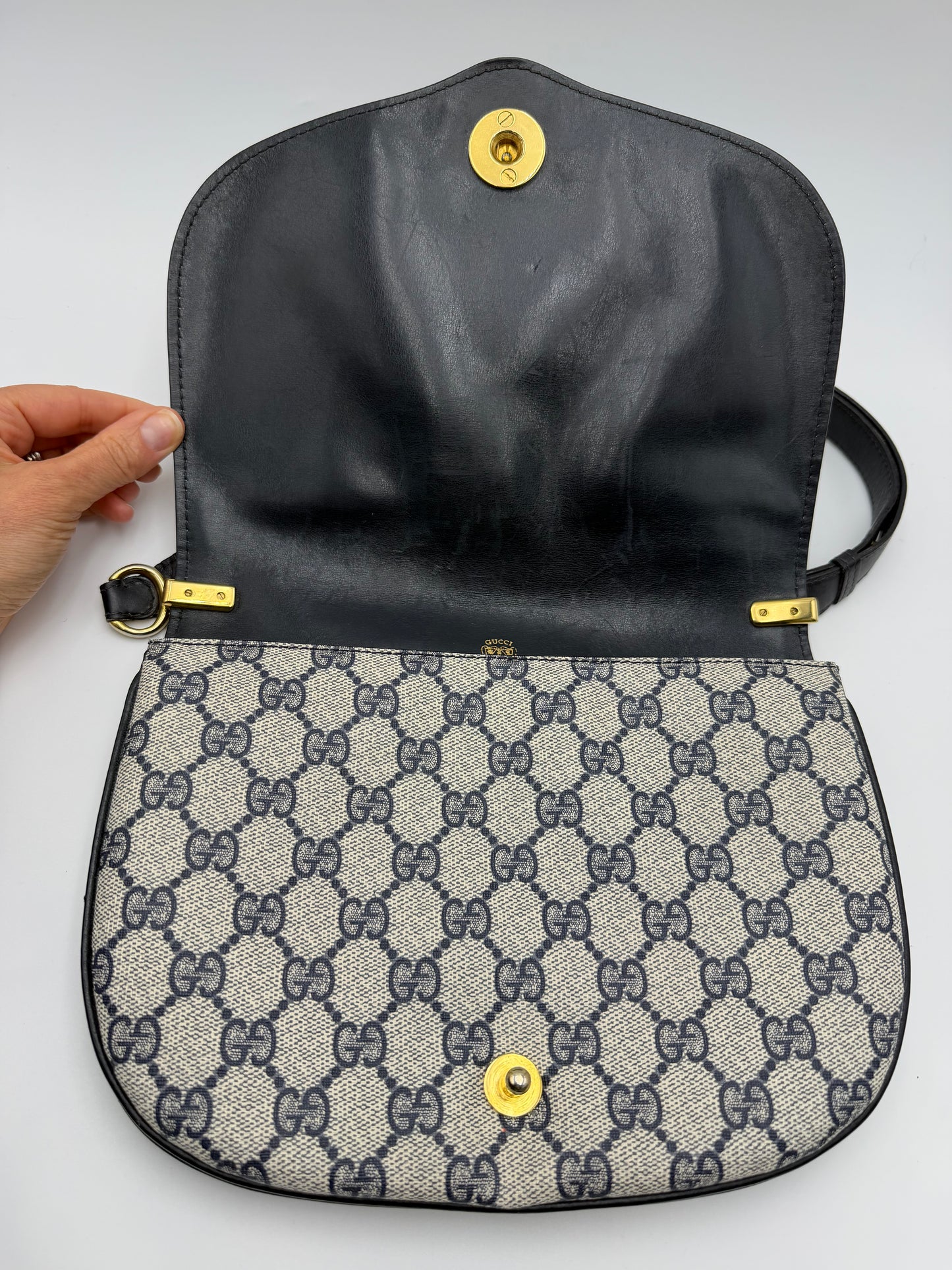 Gucci Navy Monogram Handbag