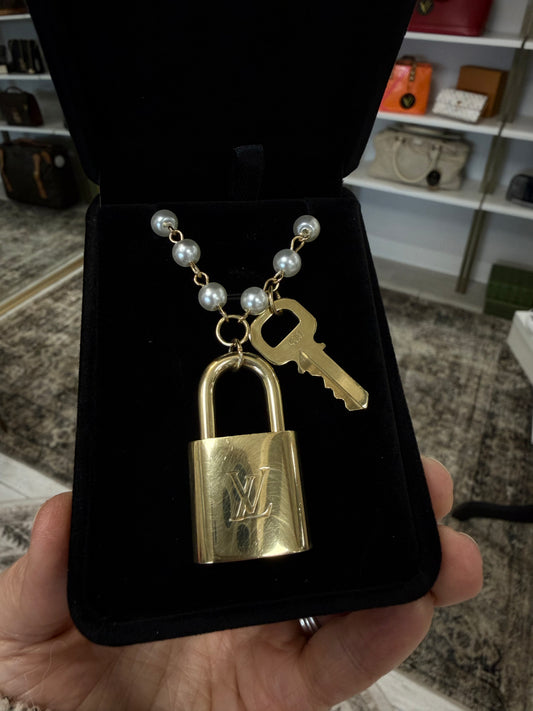 Louis Vuitton Lock & Key Pearl Necklace