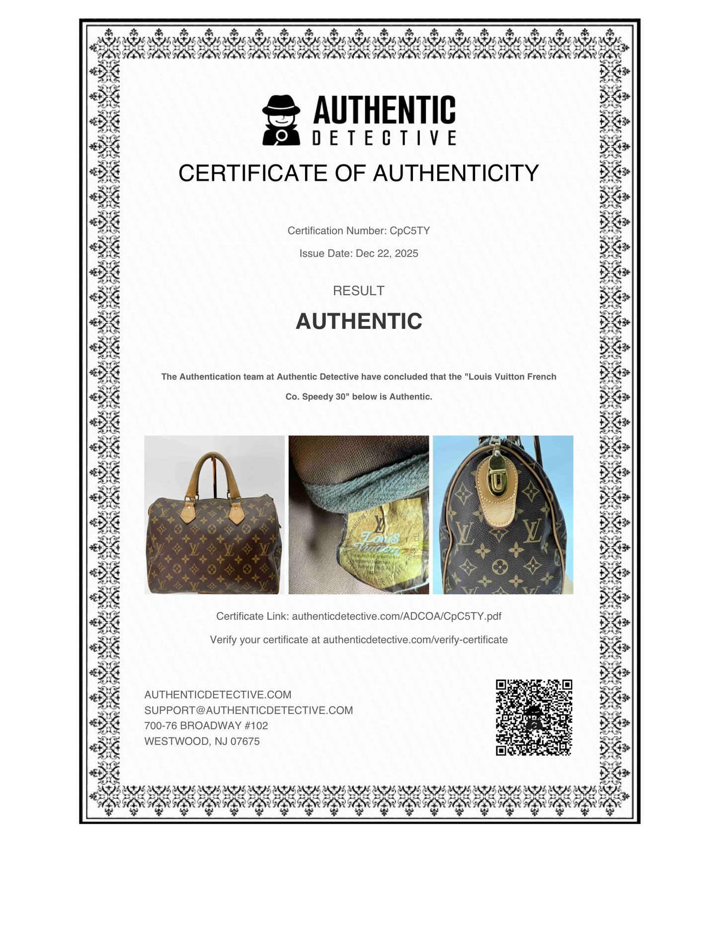 Louis Vuitton French Company Speedy 30